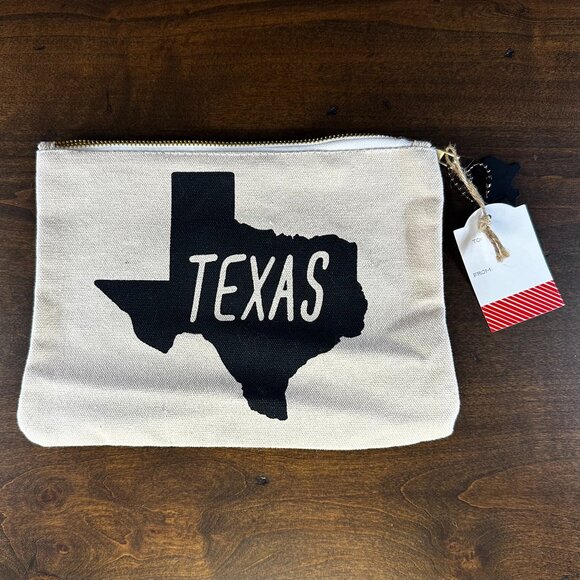 NWT - State Of Texas Makeup Bag/Zipper Pouch/Pencil Bag/Cosmetic Bag/Canvas Bag - Picture 1 of 4